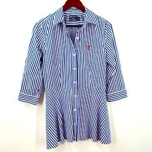 American Living - Women’s 10 Medium Blue Stripe Nautical Shirt Blouse Top Summer